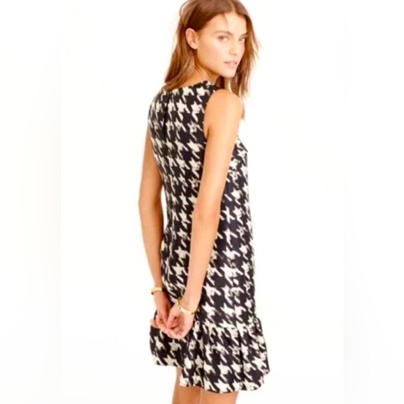 J.Crew Houndstooth Silk Dress w/Ruffle Hem:XS Limited Time Closet Clean-out Sale - Picture 2 of 5
